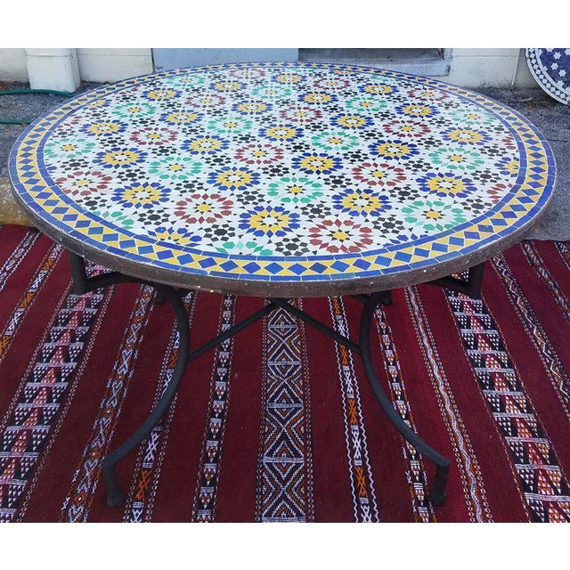 Moroccan Multicolor Beldia Tina Mosaic Table For Sale - Image 5 of 7