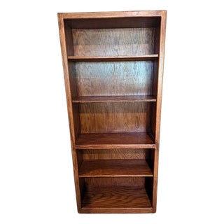 72” Tall Solid Oak Tall Bookcase With Adjustable Shelves Vintage Bookshelf For Sale