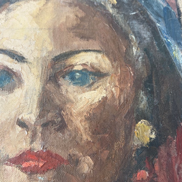 Mid-Century Modern Signed Midcentury 1957 Gerald Davis Portrait Painting For Sale - Image 3 of 5