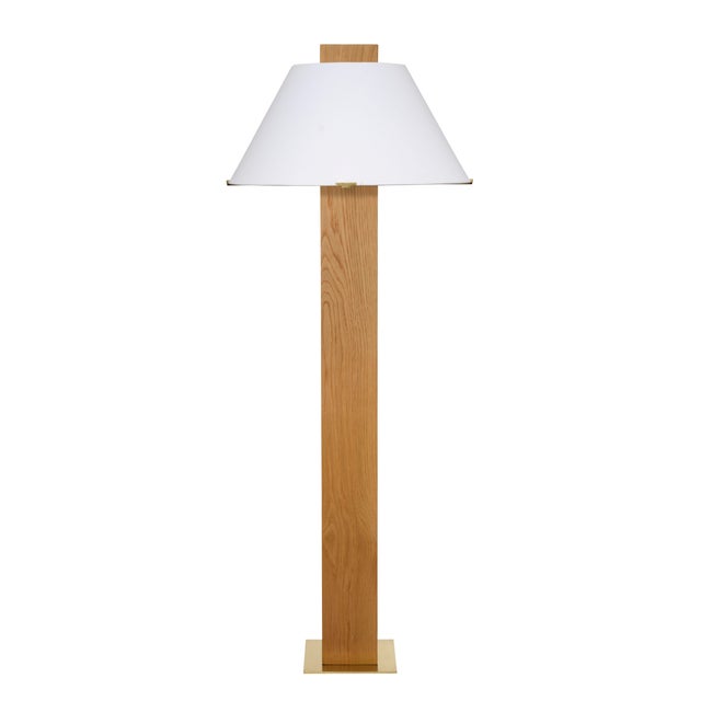 Craftsman Floor Lamp, Natural Oak Veneer For Sale In Los Angeles - Image 6 of 6