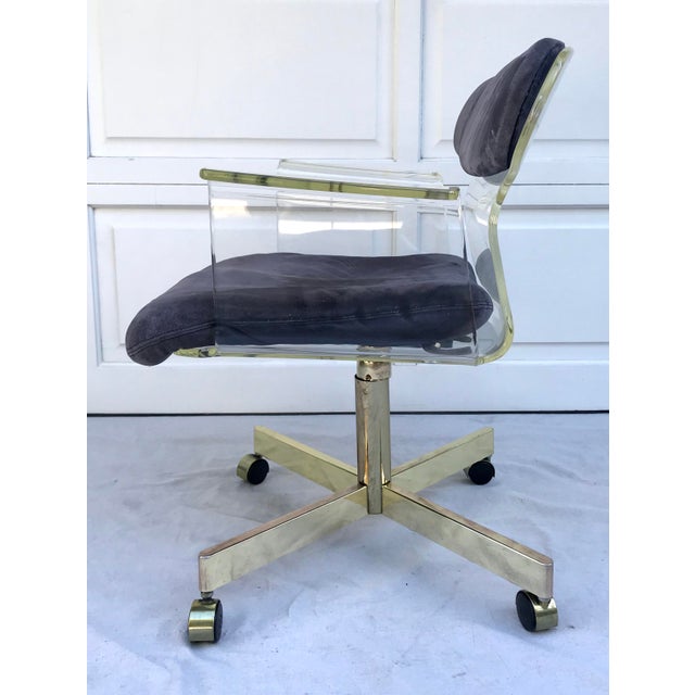 1960s 1960s Molded Lucite and Brass Kagan Style Desk Chair For Sale - Image 5 of 12