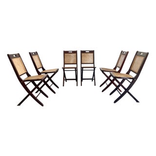 Folding Chairs in Vienna Straw, 1970s, Set of 6 For Sale