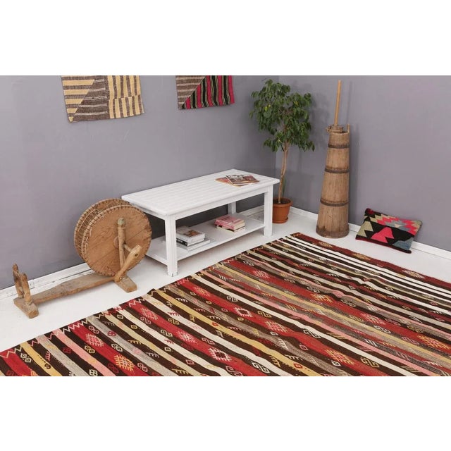 Mid 20th Century Striped Vintage Kilim Rug For Sale In Los Angeles - Image 6 of 7