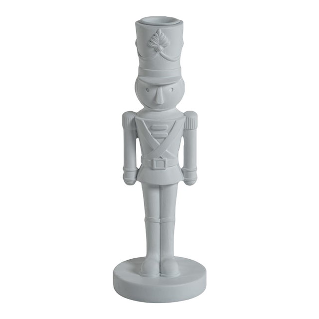 Tiler 8" White Nutcracker Taper Candle Holder For Sale