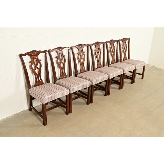 Drexel Heritage Drexel Heritage Georgian Carved Mahogany Dining Chairs, Set of Six For Sale - Image 4 of 13