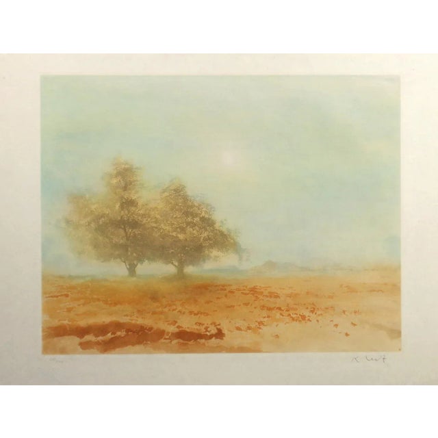 Printmaking Materials 1980s "Summer Solstice" Signed Numbered Art Etching Landscape Sun by Kaiko Moti, Unframed For Sale - Image 7 of 7