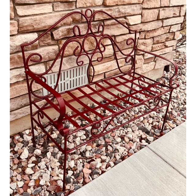 A wonderful diminutive Garden / Patio Bench in a striking brick red - just the thing to brighten your garden or patio....