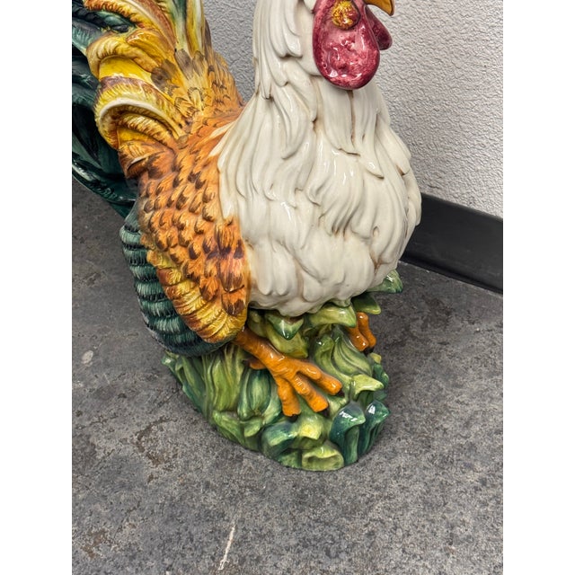 Ceramic Glazed Ceramic Rooster Sculpture, Large For Sale - Image 7 of 12