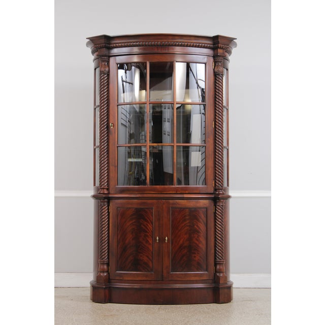 Age: Approx. 25 Years Old Details: Figural Mahogany Front Curved Glass Door & Sides Carved Column Sides High Quality...