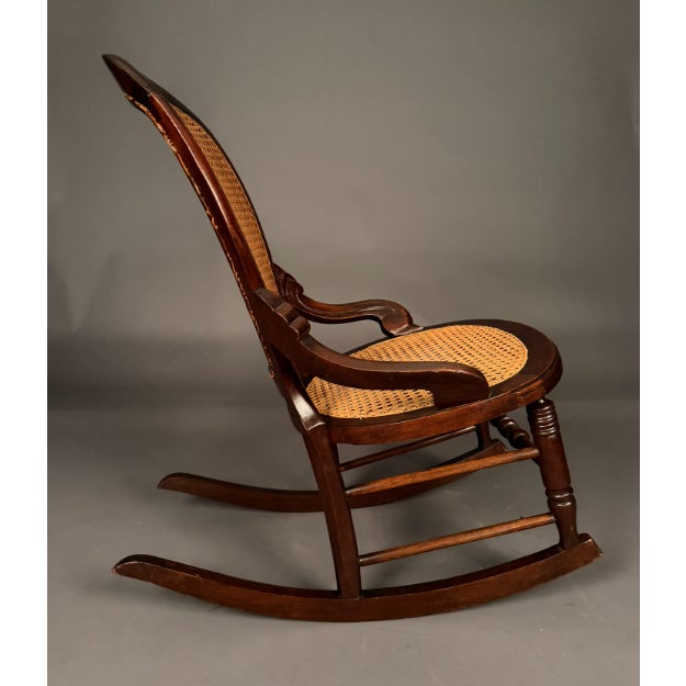 Oxblood Red American Victorian Walnut Cane Side Chair (Circa 1880) For Sale - Image 8 of 13