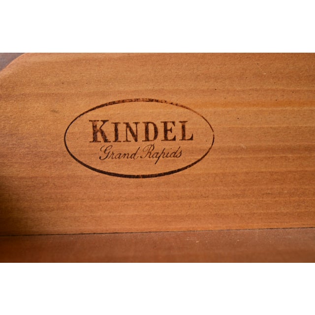 Wood 1980sKindel Furniture French Louis Philippe Lighted Breakfront Bookcase Cabinet For Sale - Image 7 of 11