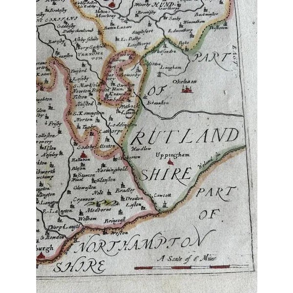 Black Antique Map of Leicester by Richard Blome, 1673 For Sale - Image 8 of 10