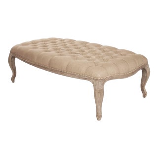 Hollow Maison Tufted Ottoman in Beige For Sale