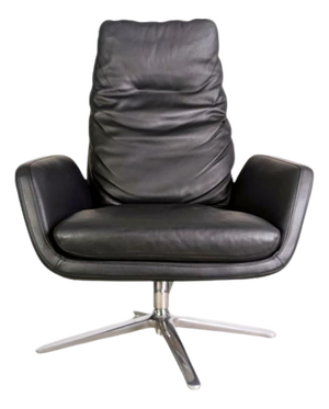 Cordia 15111 Swivel Armchair in Black Leather from Cor