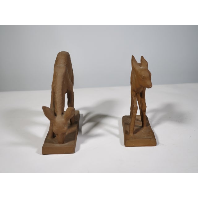 Mid-Century Deer Sculptures in Terracotta by Else Bach for Karlsruhe Majolica, 1950s, Set of 2 For Sale - Image 4 of 10