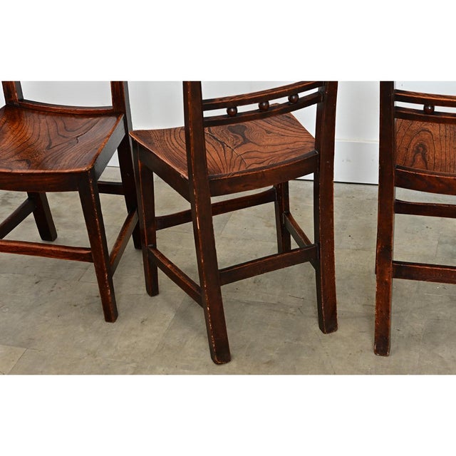 Early 18th Century English Set of Four Georgian Period Oak Dining Chairs For Sale - Image 10 of 11