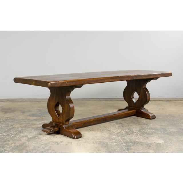Brown Antique French Monastery Fruitwood Farmhouse Dining Table For Sale - Image 8 of 14