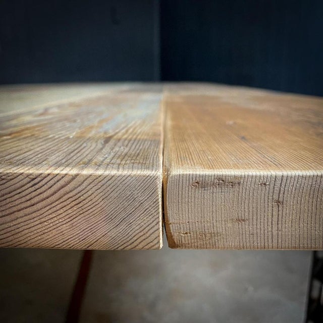 Industrial Dining Table with Steel Machine Base For Sale - Image 4 of 18