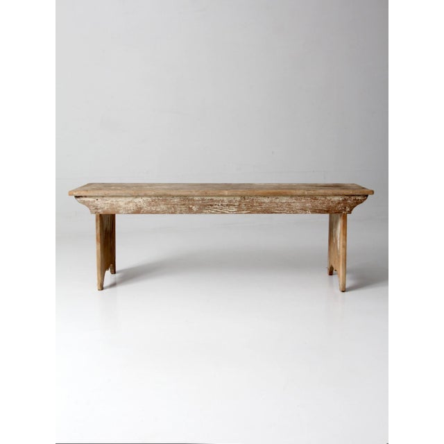 Farmhouse Antique Primitive Wood Farmhouse Bench For Sale - Image 3 of 16