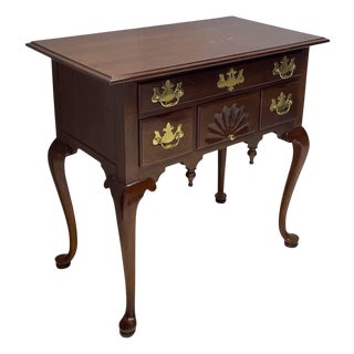 20th-C. Queen Anne Style Carved Mahogany Low Boy / Chest by Councill Craftsman For Sale