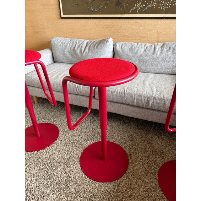 Contemporary Crassevig “Otto” Height-Adjustable Bar Stools, Set of 3 — Mario Ferrarini, Italy, 2015 For Sale - Image 3 of 10