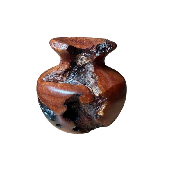 Vintage Burlwood Brutalist Hand Turned Sculpture Art Vase For Sale - Image 6 of 9