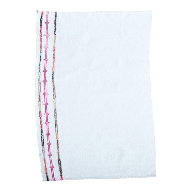 1970s Vintage Handmade Wool Cotton White Small Kilim Rug For Sale