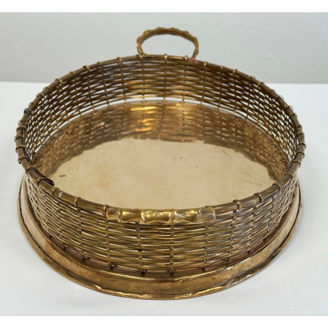 Vintage Brass Handled Tray With Basketweave Detail For Sale - Image 9 of 10