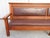 American Rare 10ft Arts & Crafts Tiger Oak Leather Bench ~ Train Station or Fraternal Club Seating ~ Limbert / Stickley Craftsman Era For Sale - Image 3 of 18
