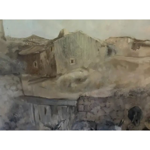 Large Mid Century Spanish Oil on Canvas Painting - Tres Burros, Signed and Dated For Sale - Image 4 of 13