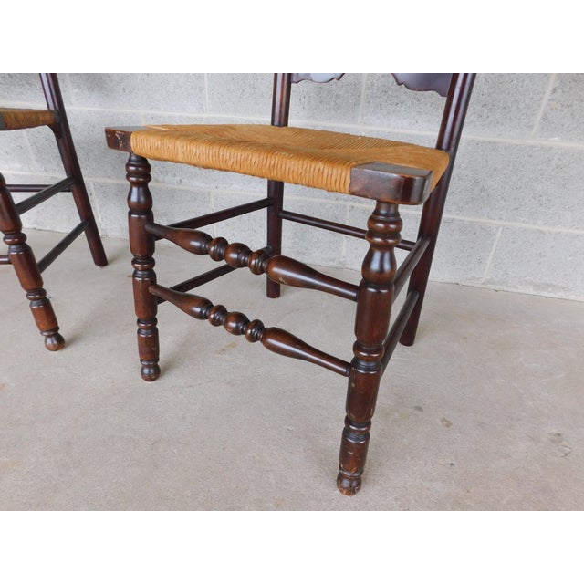 Traditional Tell City Chair Co. Cherry Rush Bottom Ladder Back Chairs - A Pair For Sale - Image 3 of 18