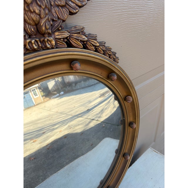 Mid 20th Century American Federal Giltwood Eagle Bullseye Convex Mirror For Sale - Image 5 of 14
