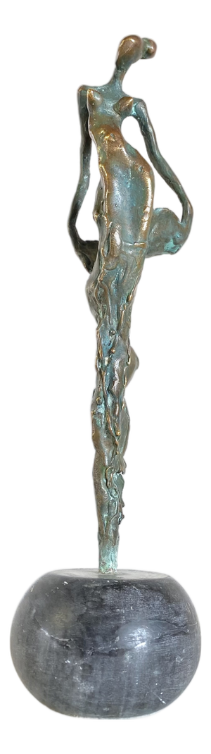 Dancer Patinated Bronze on Grey Marble by Gyunay Aliev