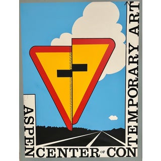 Allan D'Arcangelo, Pop Art Aspen Road Sign D'arcangelo Silkscreen Chiron Press Vintage Art Poster, 1967 For Sale