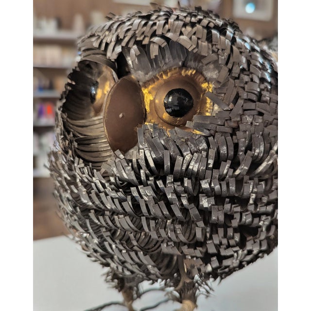 Brutalist Torch-Cut Metal Owl Sculpture For Sale In San Francisco - Image 6 of 7