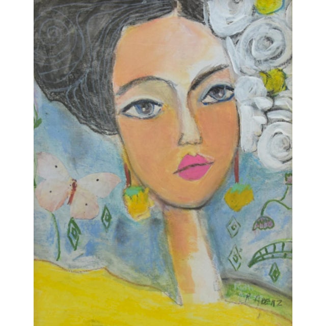 Abstract Parisian Expressionism Woman Painting by Ruth Arnez Including the Antiqued Gold Wood Frame For Sale - Image 3 of 5