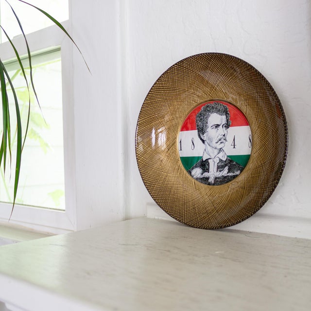 Fornasetti Fornasetti Style Plate of Hungarian Revolutionary and Poet Petofi Sándor 1848 For Sale - Image 4 of 10