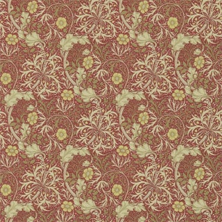 Morris & Co Morris Seaweed Wallpaper in Red/Gold For Sale