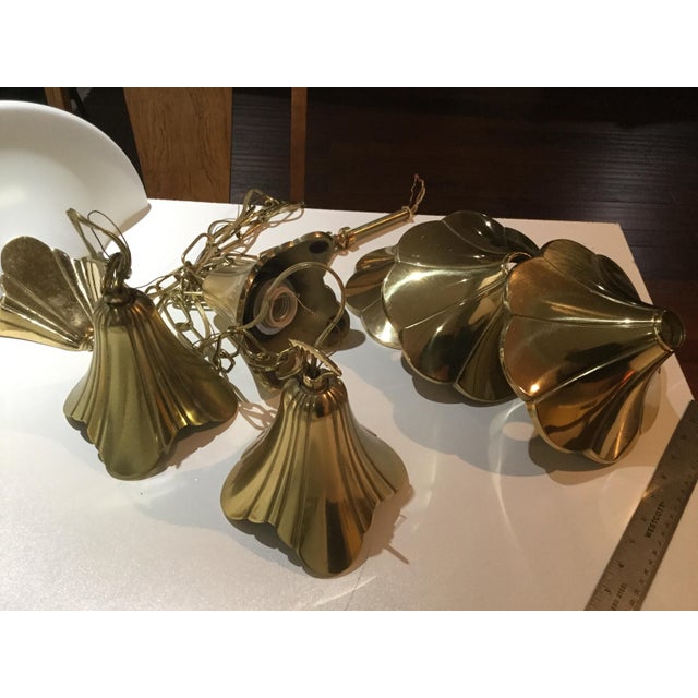 Stiffel Tulip Torchiere Floor Lamp, Matching Hanging Lights 3 & Sconces 3 For Sale In Denver - Image 6 of 7
