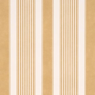 Sample - Schumacher Summerville Stripe Wallcovering In Ochre For Sale