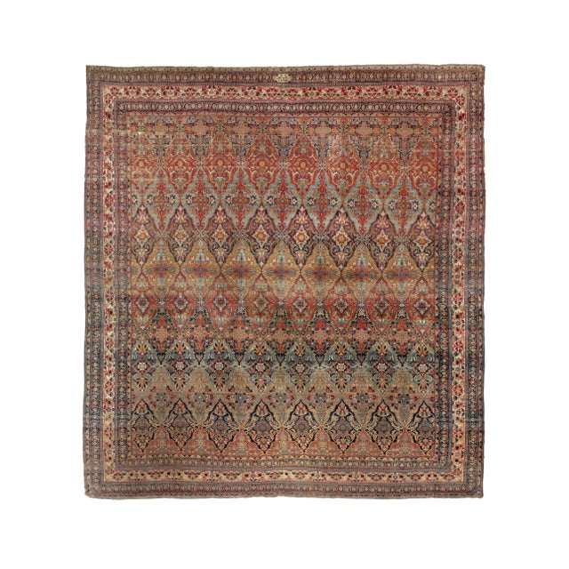 Late 19th Century Late 19th Century Antique Navy Blue Fine Hand Knotted Persian Kermanshah Rug For Sale - Image 5 of 6