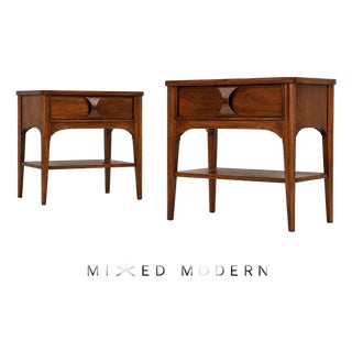 1960s Refinished Walnut and Rosewood King Nightstands by Kent Coffey Perspecta - A Pair For Sale