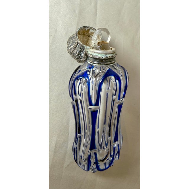 Antique 1800's European Cut to Clear Crystal Sterling Silver Perfume Bottle Jar For Sale - Image 12 of 15