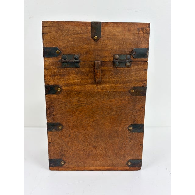 Wood Handcrafted Indian Wood Storage Box With Iron Hardware For Sale - Image 7 of 10