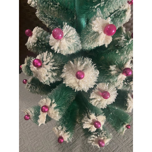 Vintage Bottle Brush Large Christmas Tree Mercury Glass Ornaments 46.5 Inch For Sale - Image 11 of 13