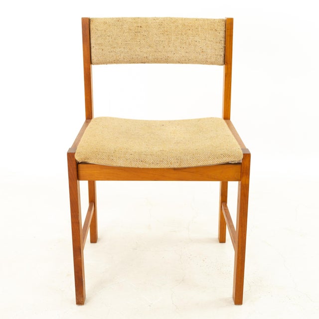 DScan Mid Century Teak Upholstered Curved Back Dining Chairs Set of