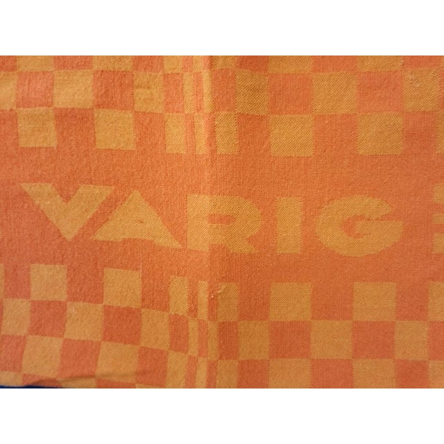 Pendleton Woolen Mills Vintage Varig Brazilian Airlines Orange Wool Blanket For Sale - Image 4 of 5