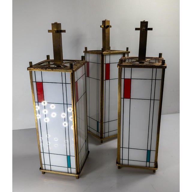 We are selling this great group of Mid-Century Modern light shades. These shades are inspired by Piet Mondrian with De-...