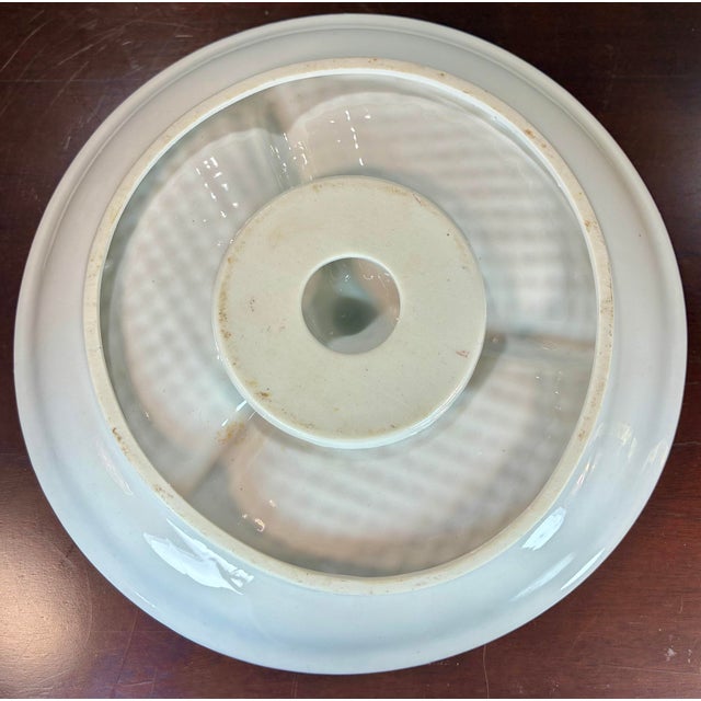 Ceramic Vintage Waffle Pattern Glazed Porcelain Serving Plate For Sale - Image 7 of 7