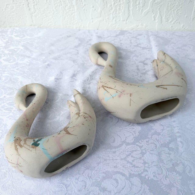Ceramic Postmodern Multi Colored Ceramic Swan Sculptures - Set of 2 For Sale - Image 7 of 7